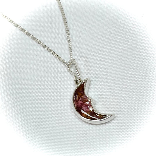 Flower Preservation moon necklace Sterling Silver