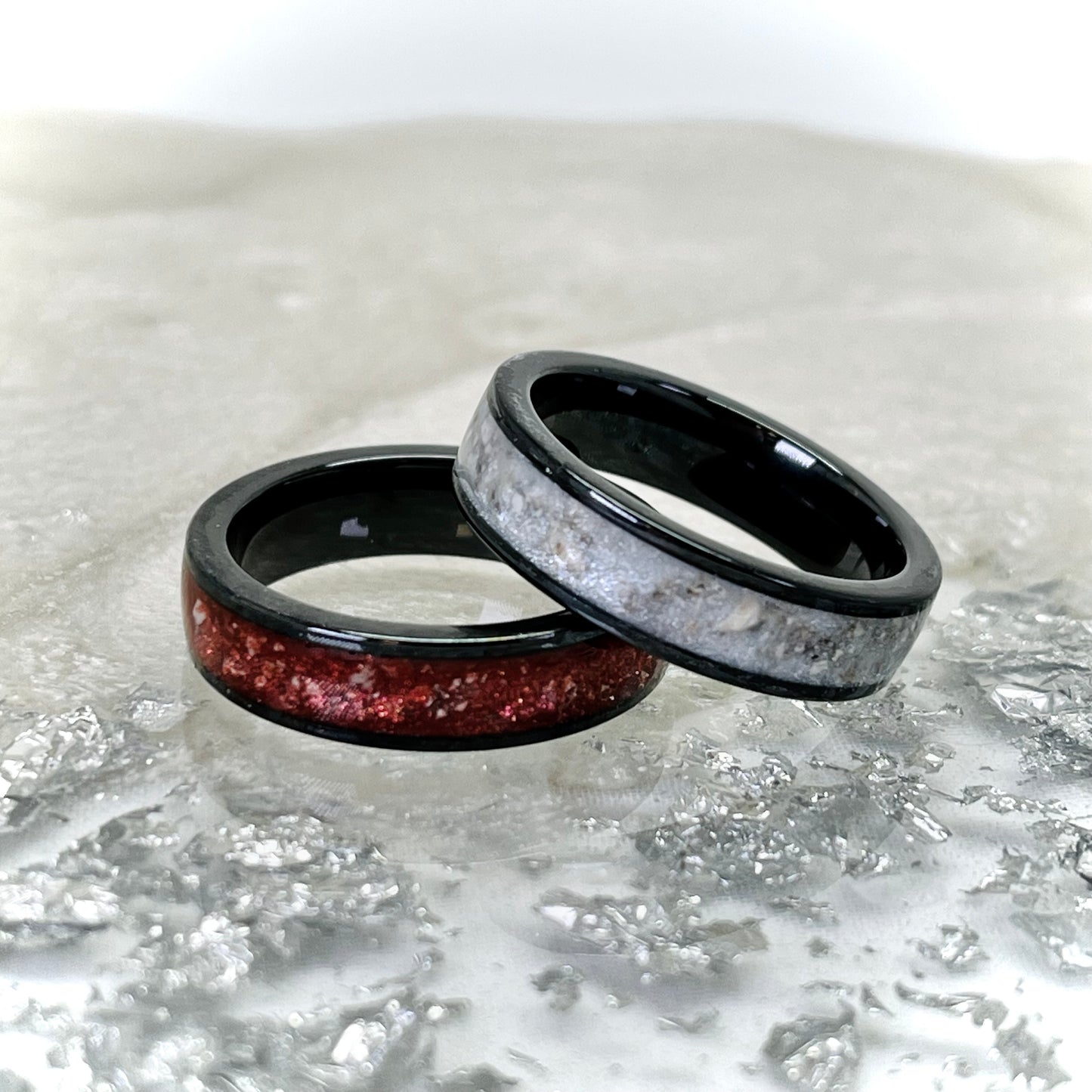 Black 6mm Cremation Ring with a 4mm channel