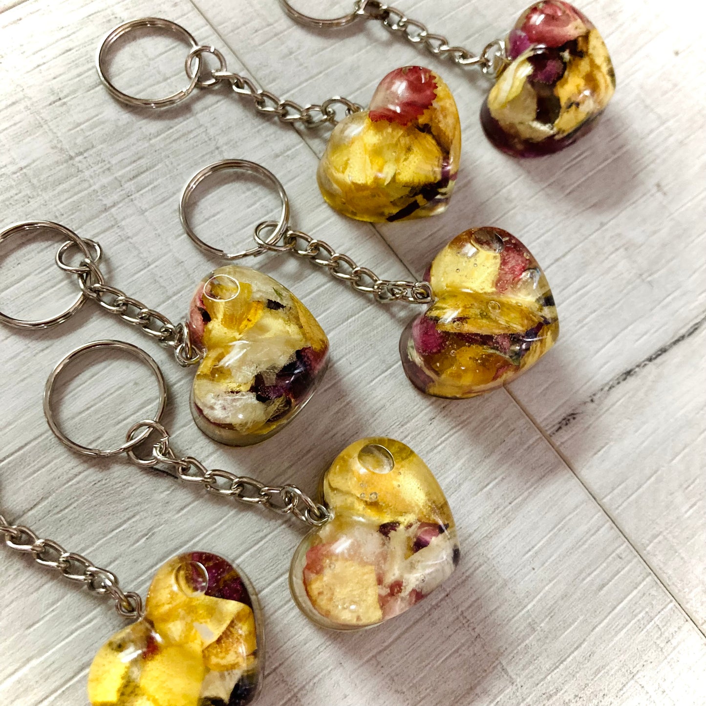Flower Preservation 3cm puffy heart keyring
