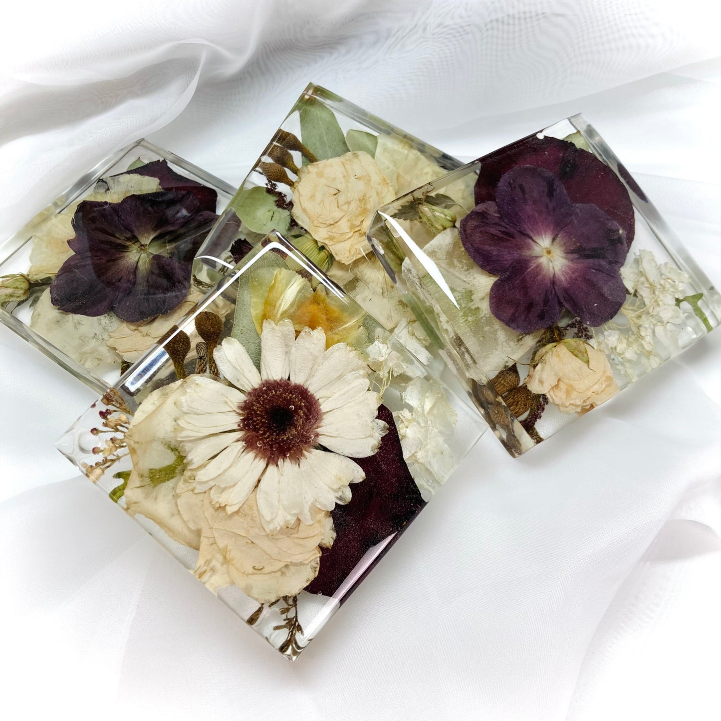 Flower Preservation 11cm square coasters