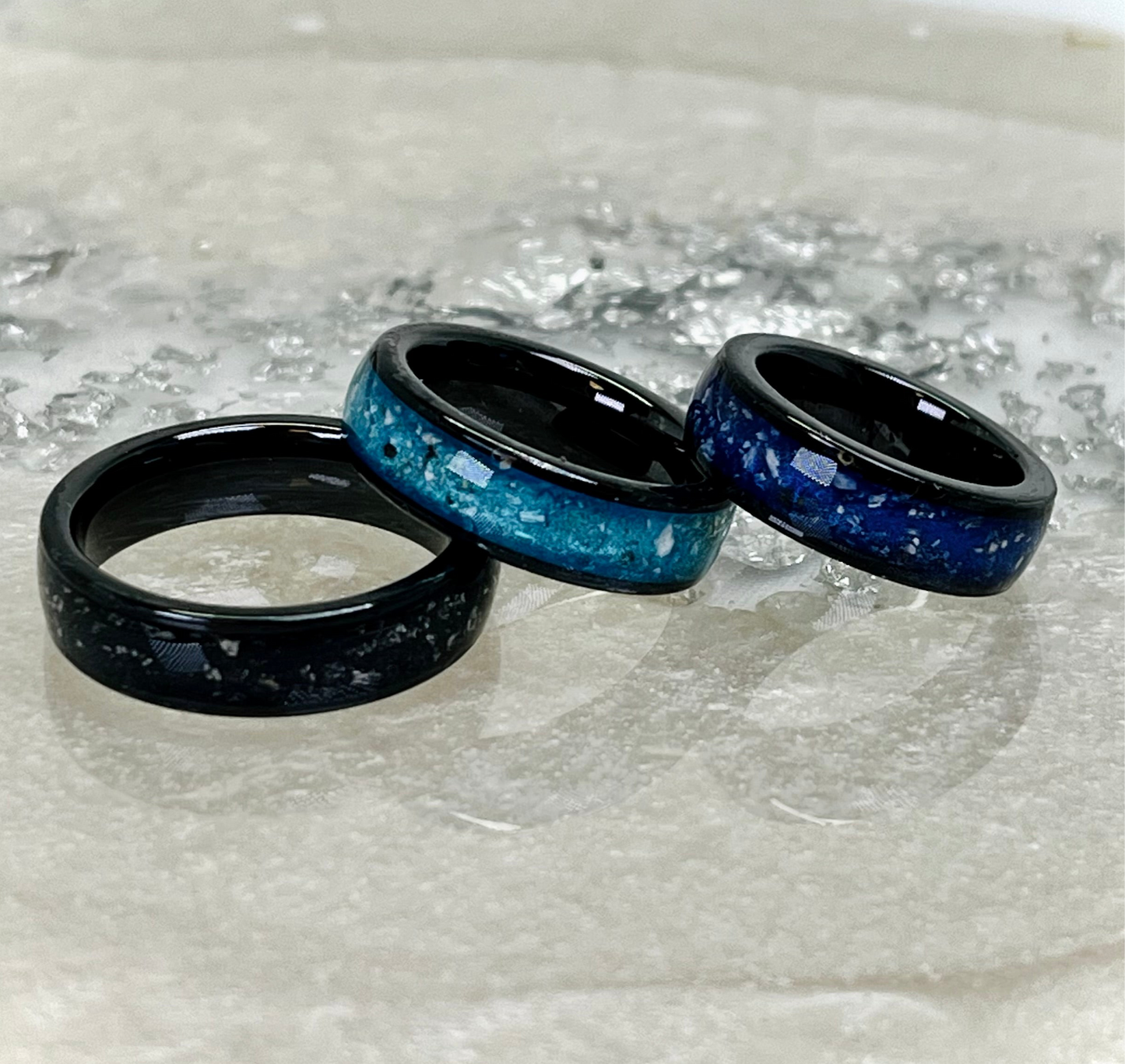 Black 6mm Cremation Ring with a 4mm channel