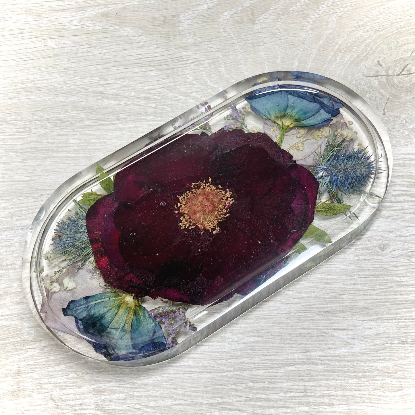 Flower Preservation oval jewellery dish