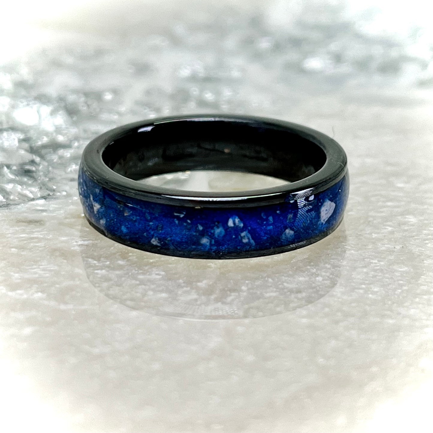 Black 6mm Cremation Ring with a 4mm channel