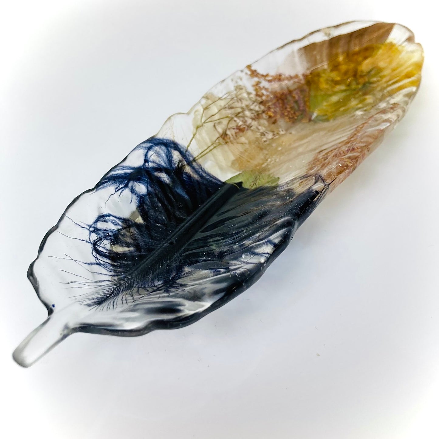 Flower Preservation feather jewellery dish