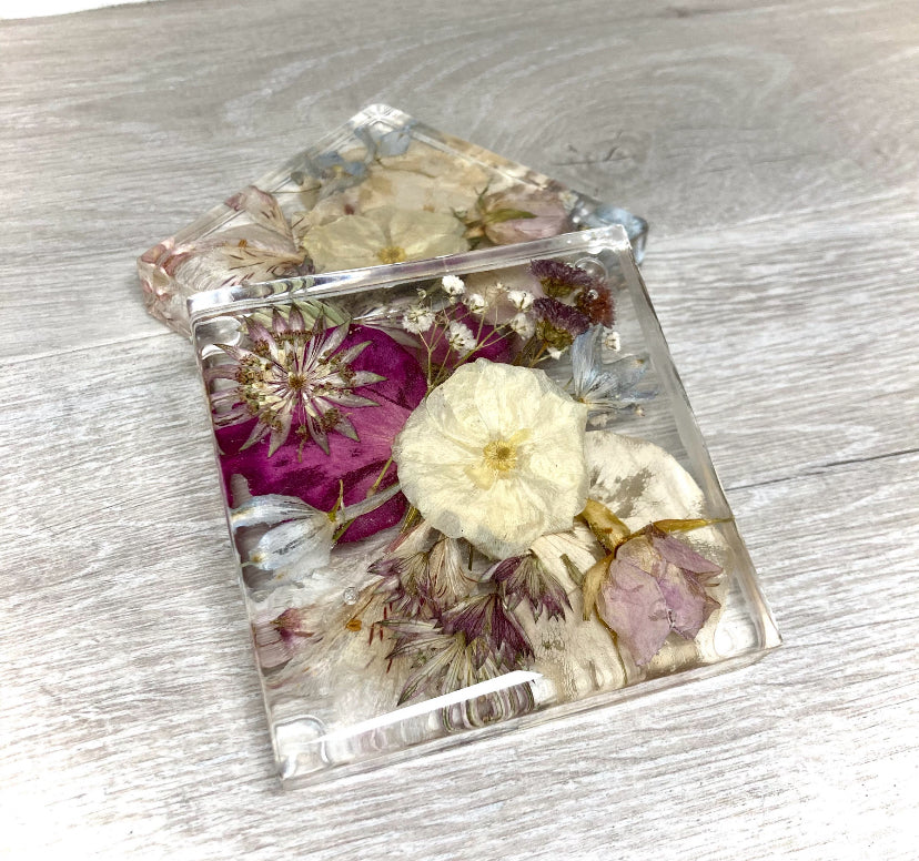 Flower Preservation 11cm square coasters