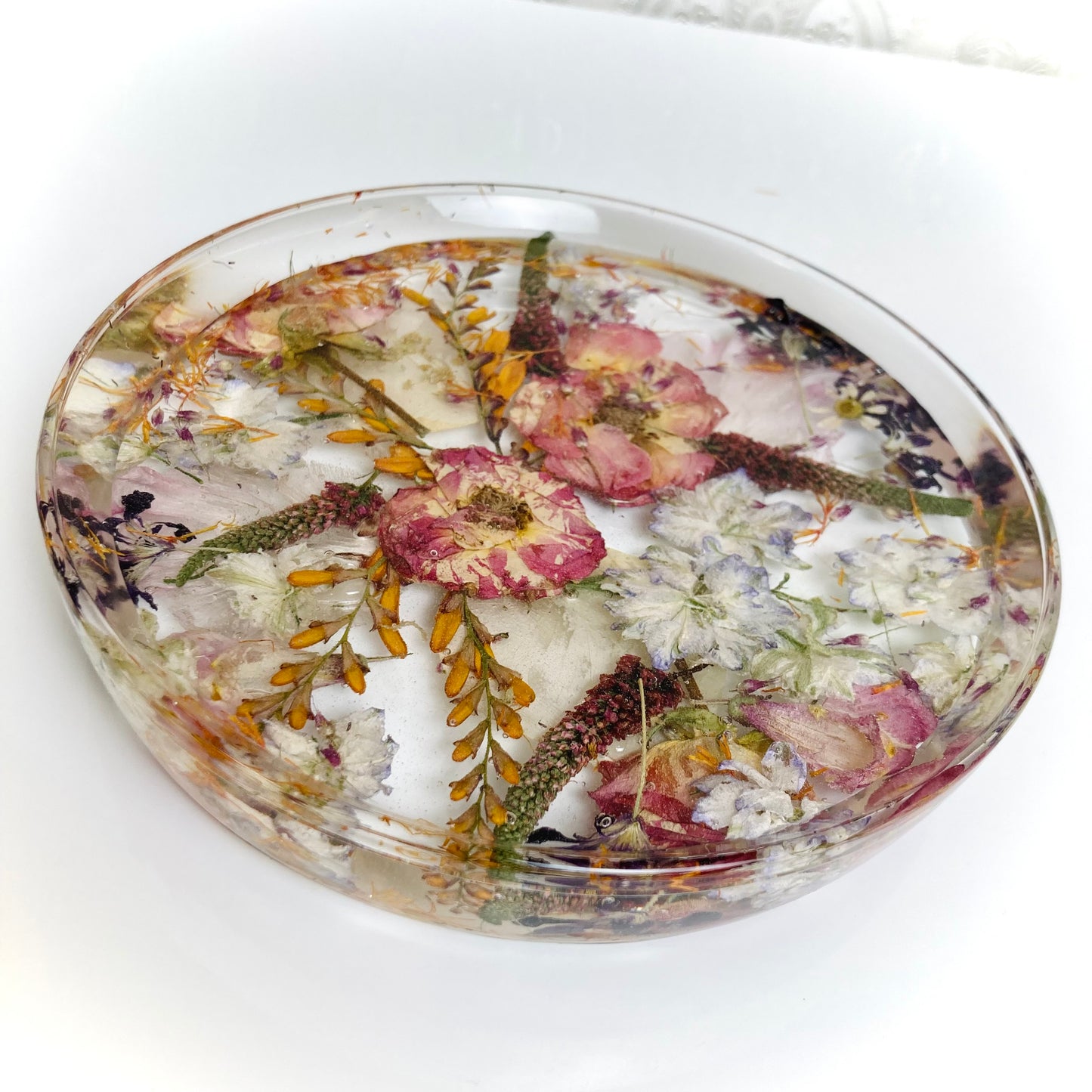Flower Preservation round jewellery dish