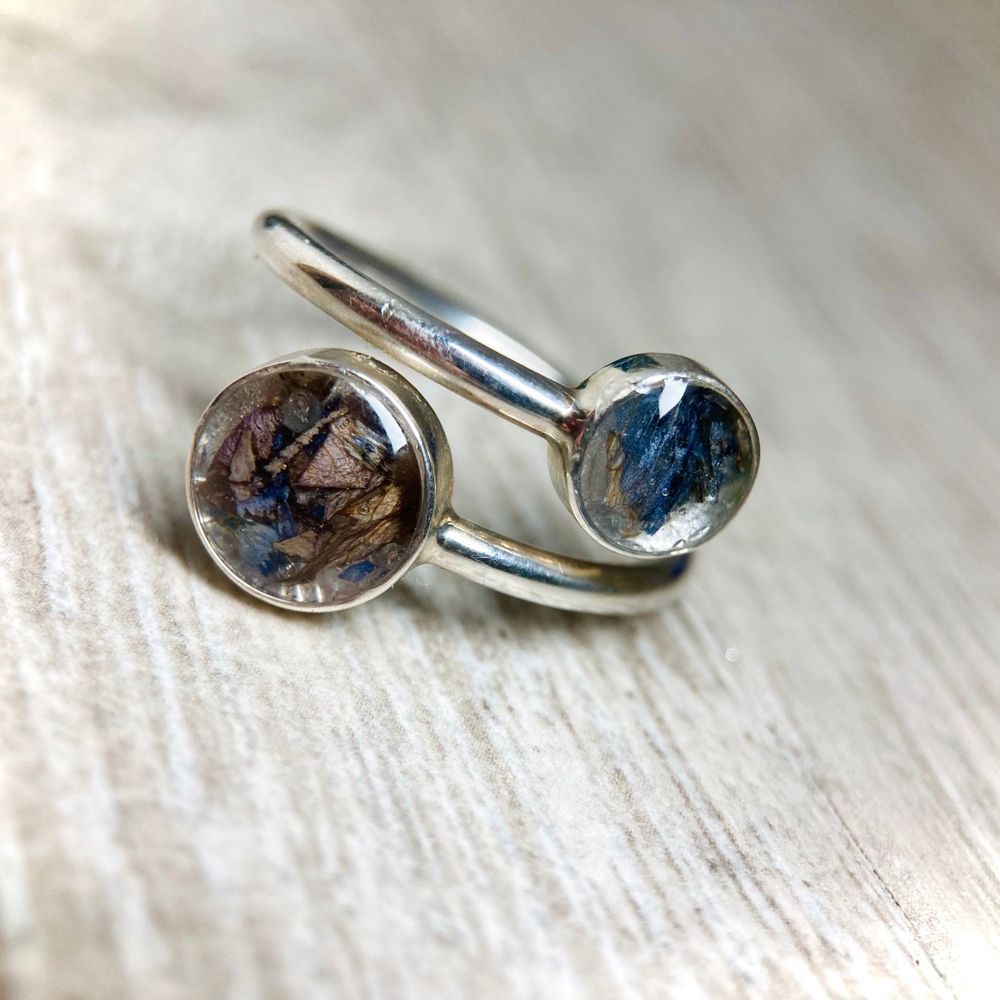 Flower Preservation Sterling Silver Adjustable Ring