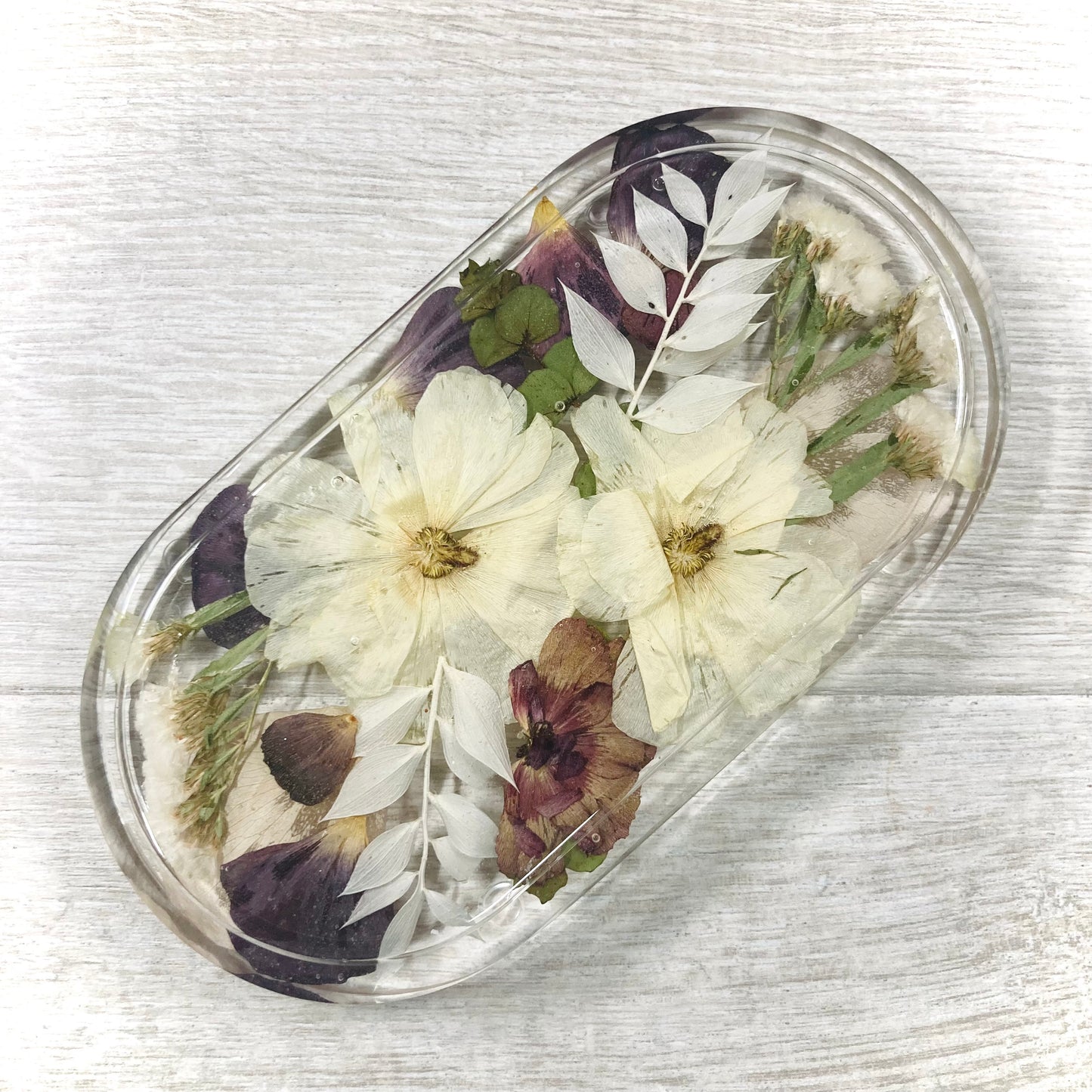 Flower Preservation oval jewellery dish