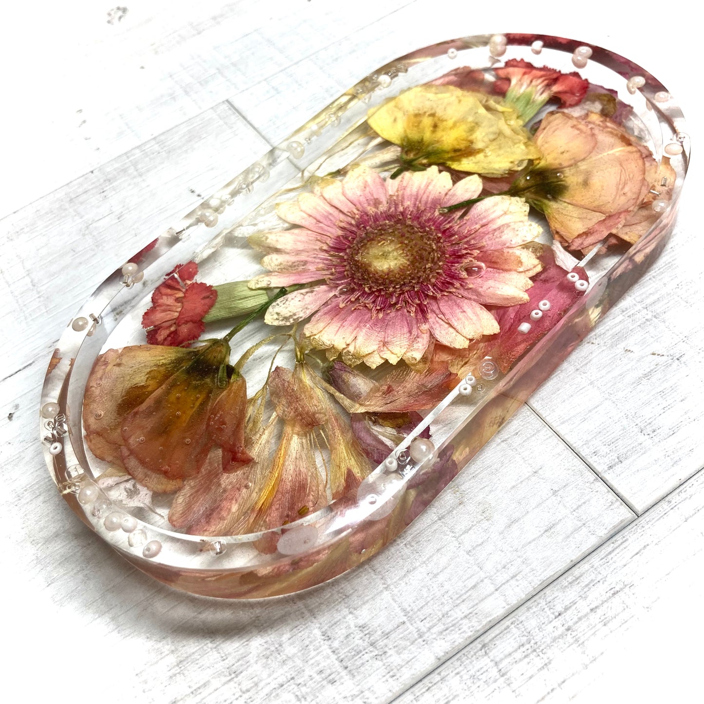 Flower Preservation oval jewellery dish