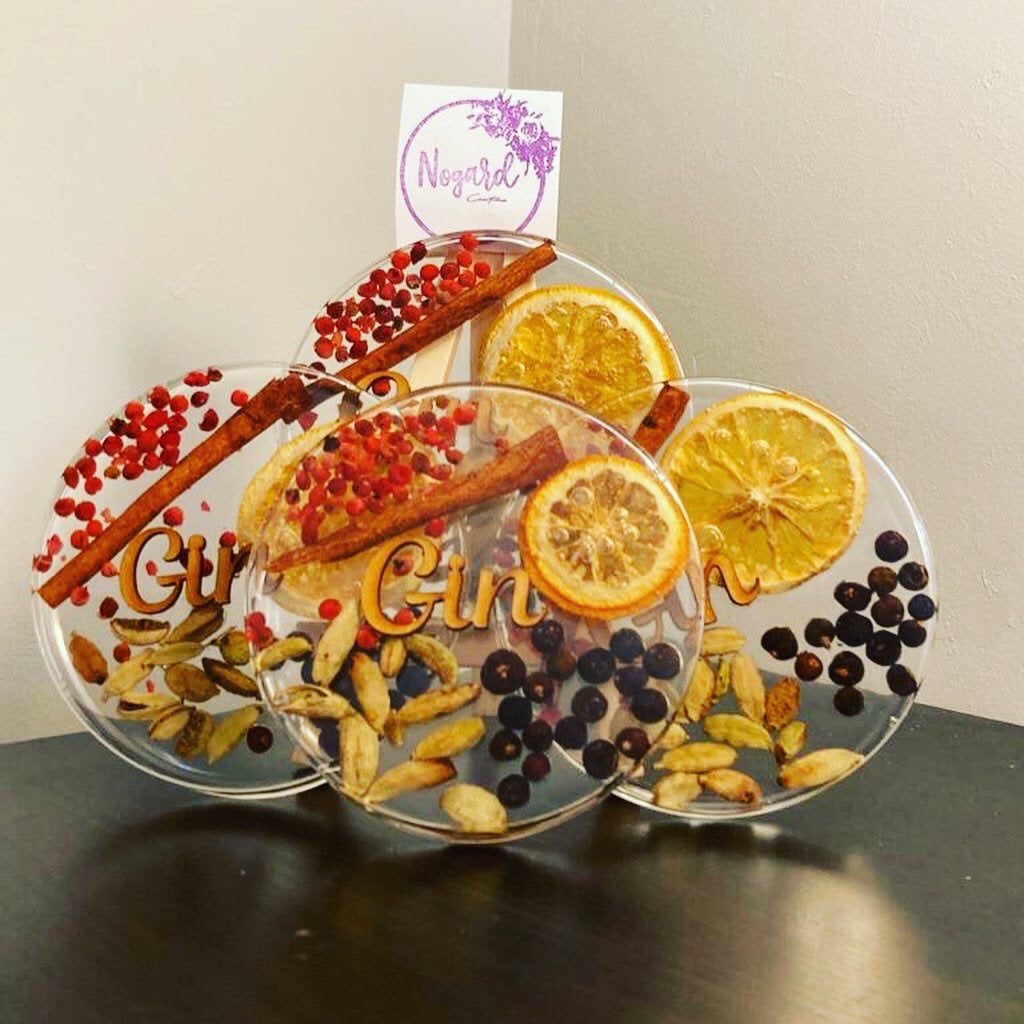 set of 4 Gin botanicals coasters