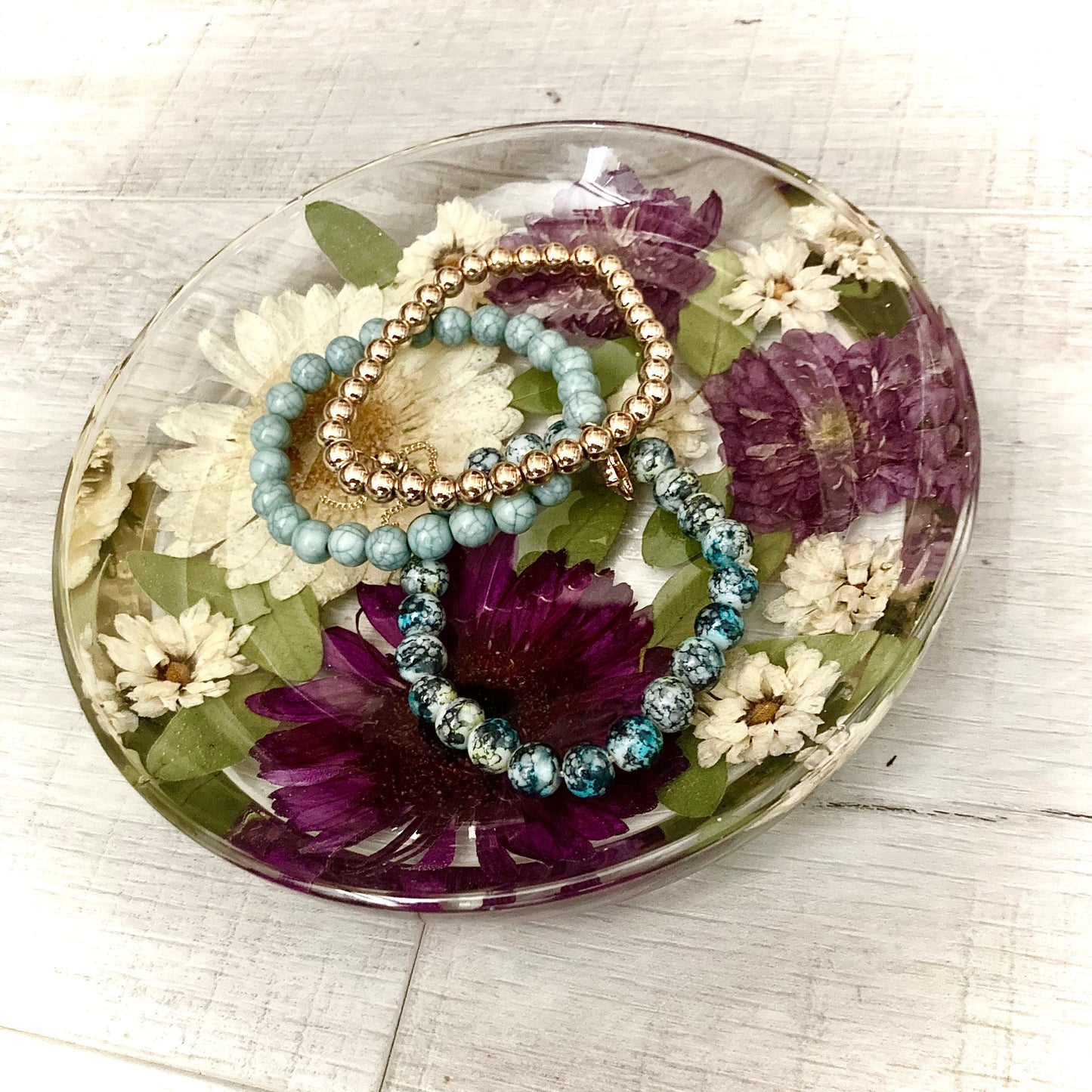 Flower Preservation round jewellery dish