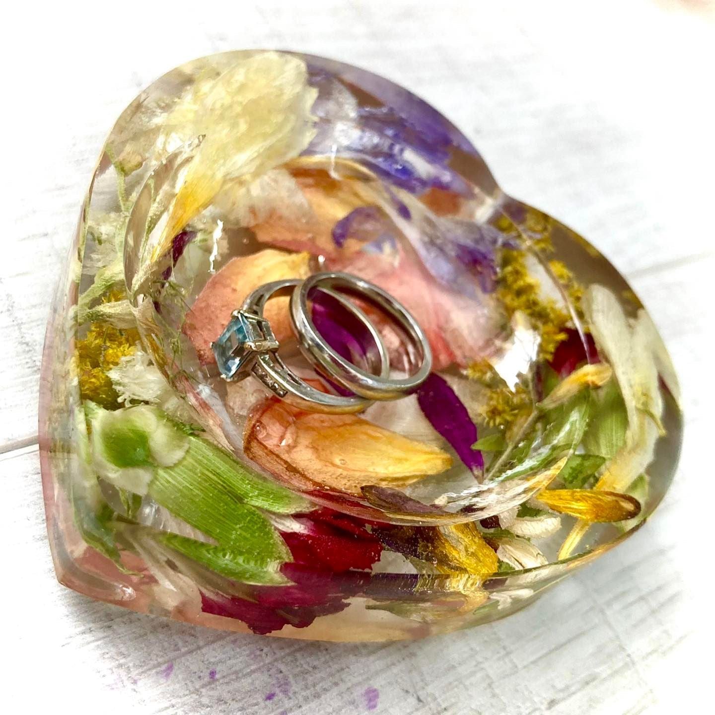 Flower Preservation heart ring dish