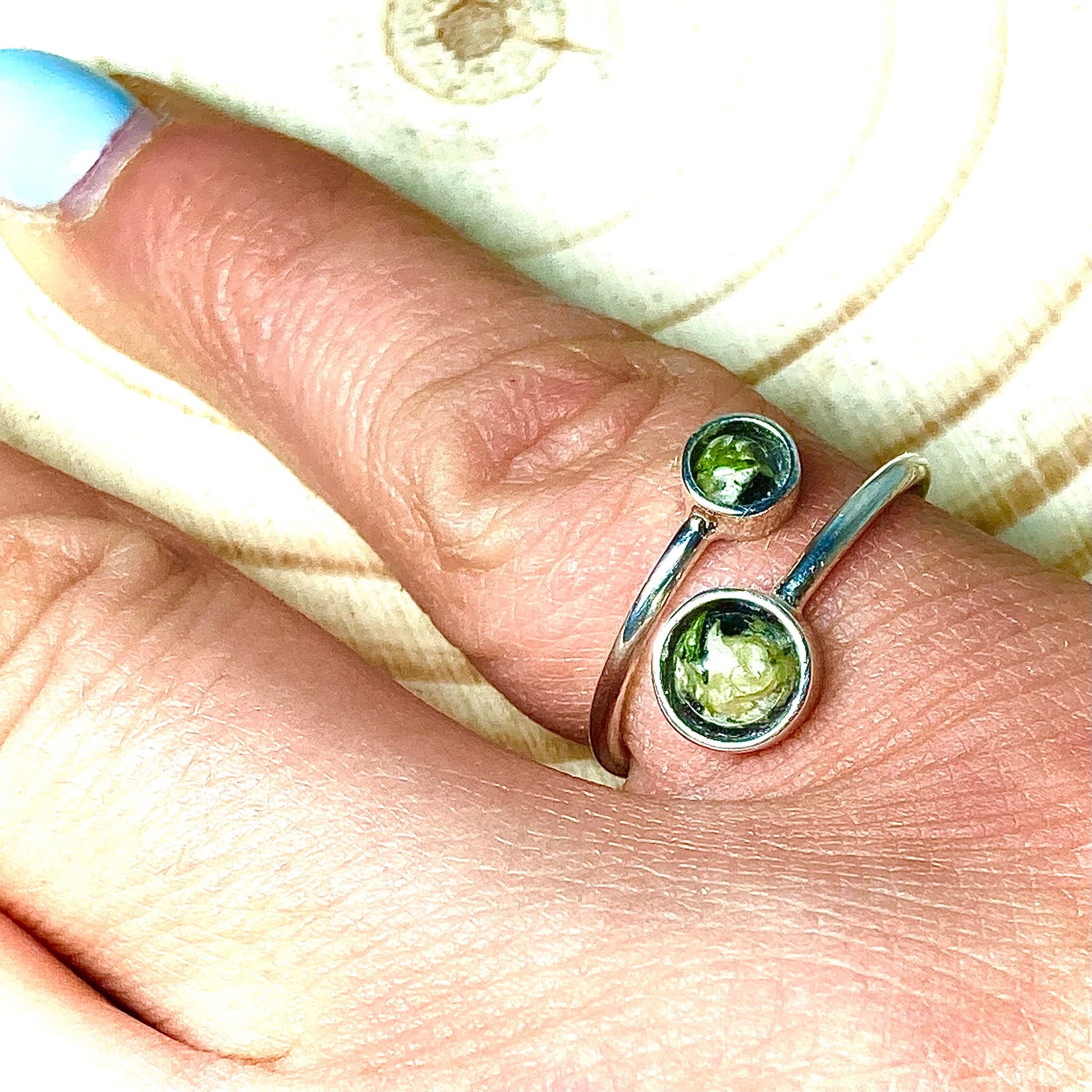 Flower Preservation Sterling Silver Adjustable Ring
