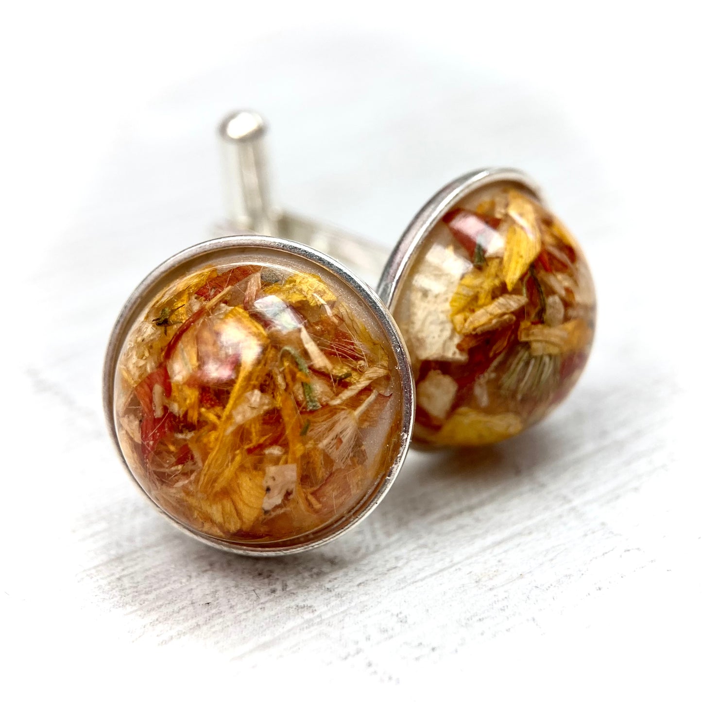Flower Preservation Sterling Silver Cufflinks