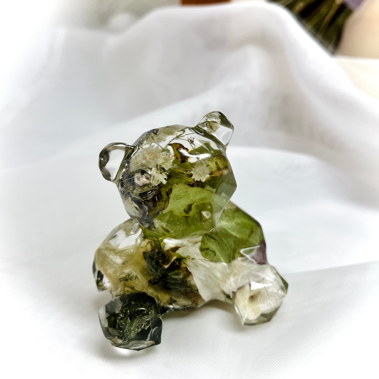 Flower Preservation small faceted bear ornament