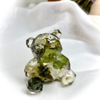 Flower Preservation small faceted bear ornament