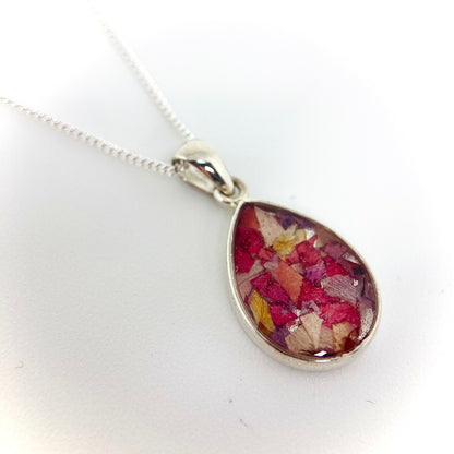 Flower Preservation peardrop necklace Sterling Silver