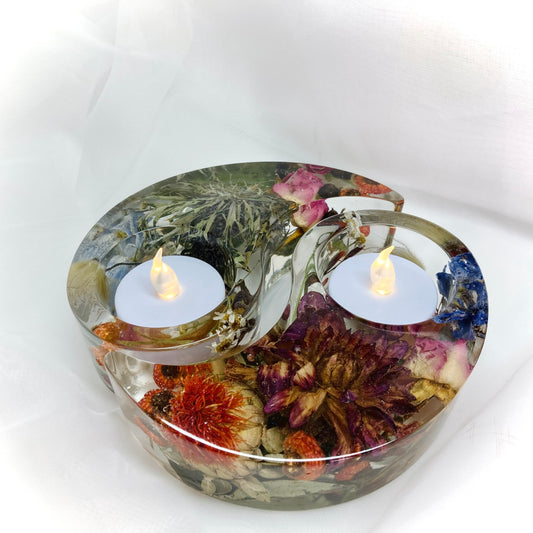 Flower Preservation Ying Yang tealight holder