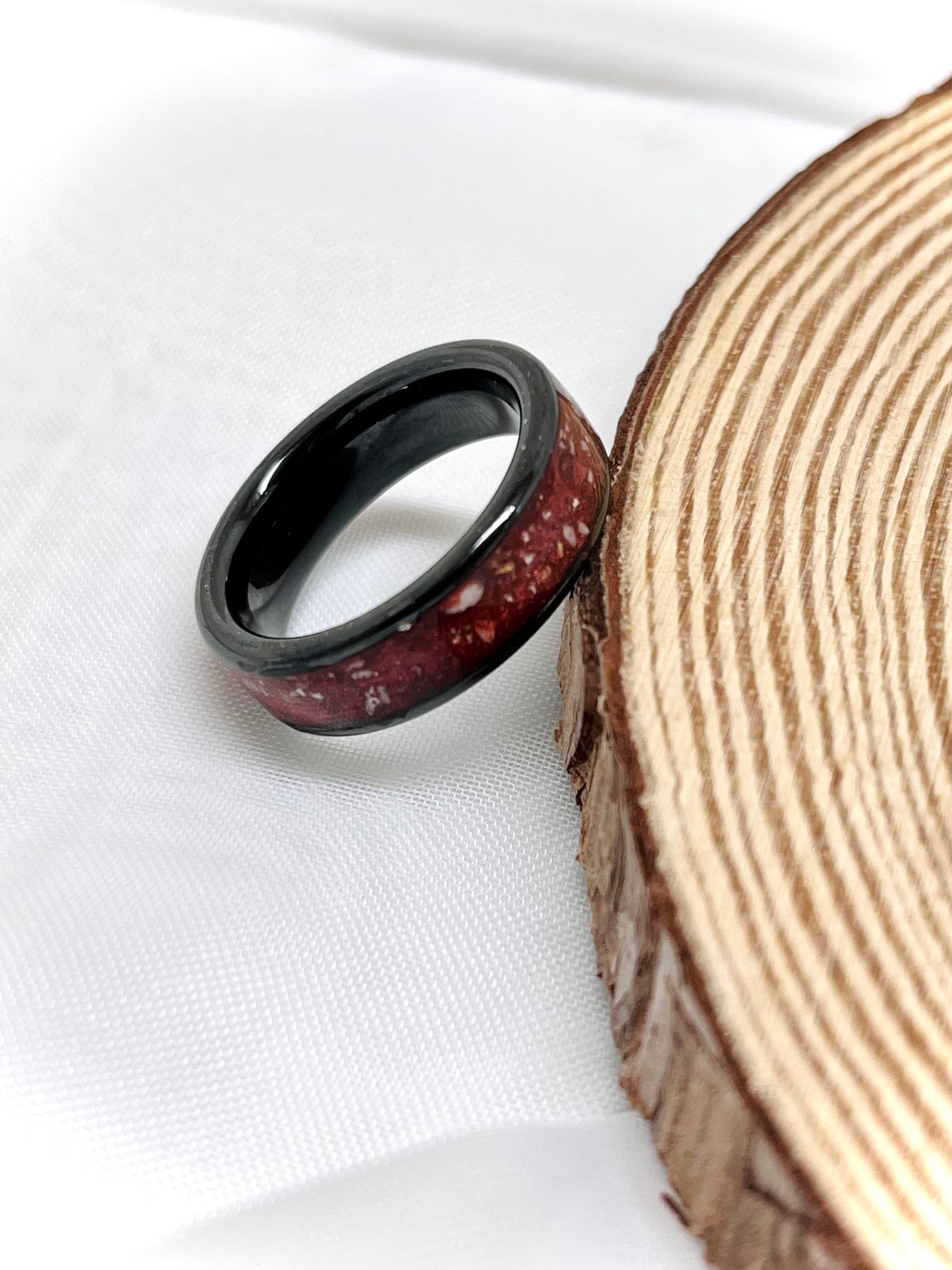 Black 6mm Cremation Ring with a 4mm channel