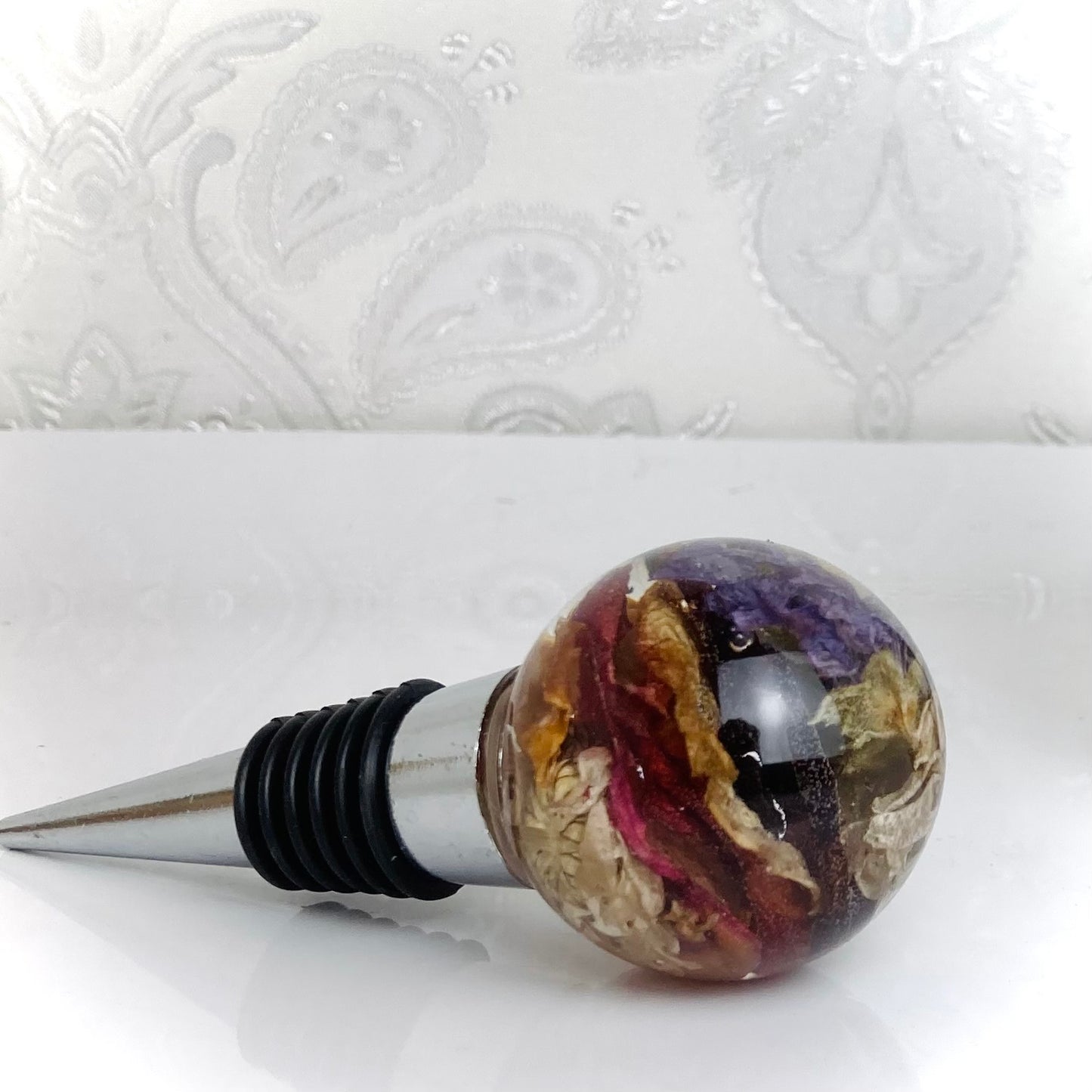 Flower Preservation smooth sphere wine bottle stopper