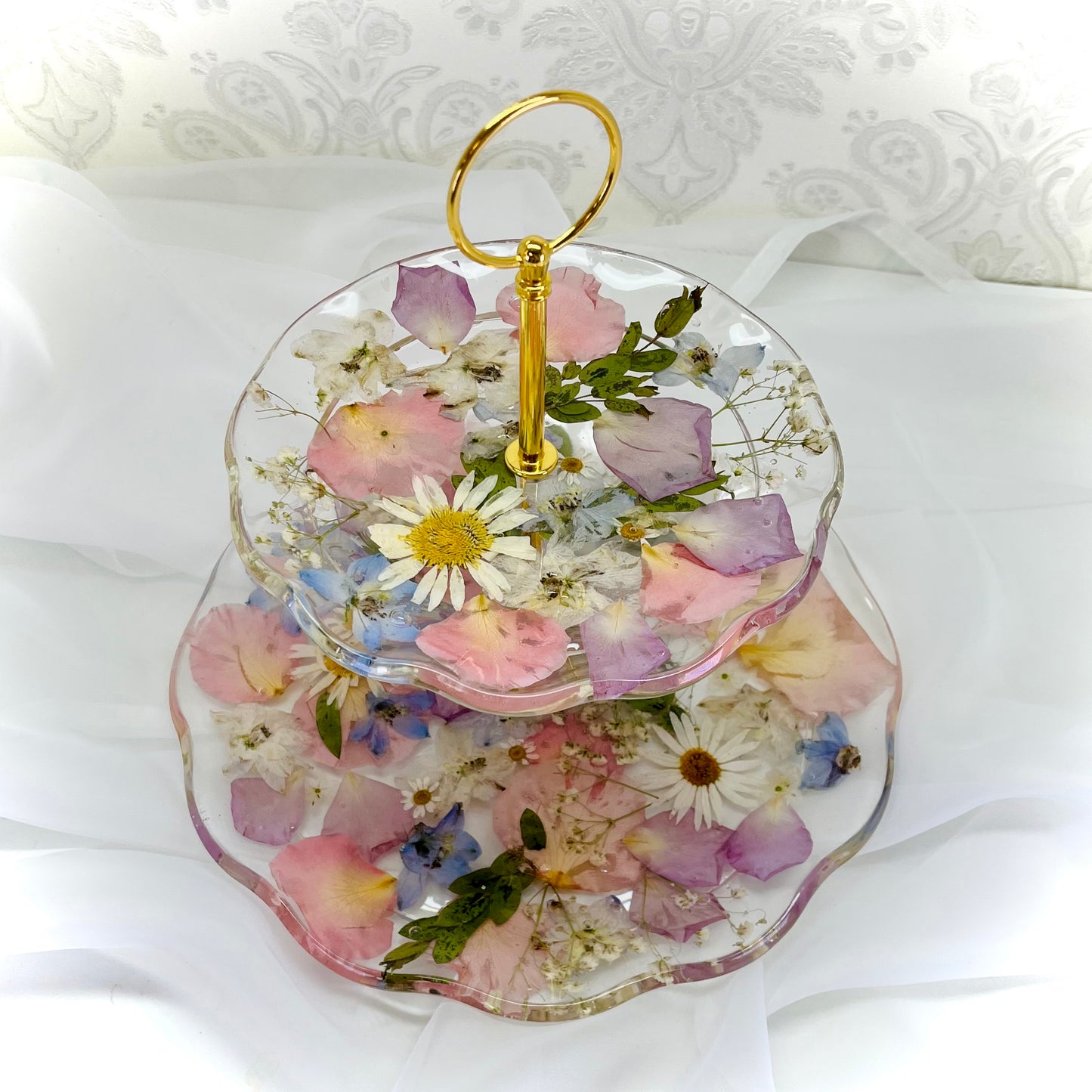 Flower Preservation 2 tier cake stand