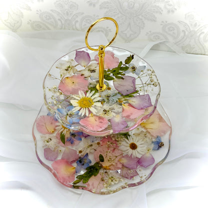 Flower Preservation 2 tier cake stand