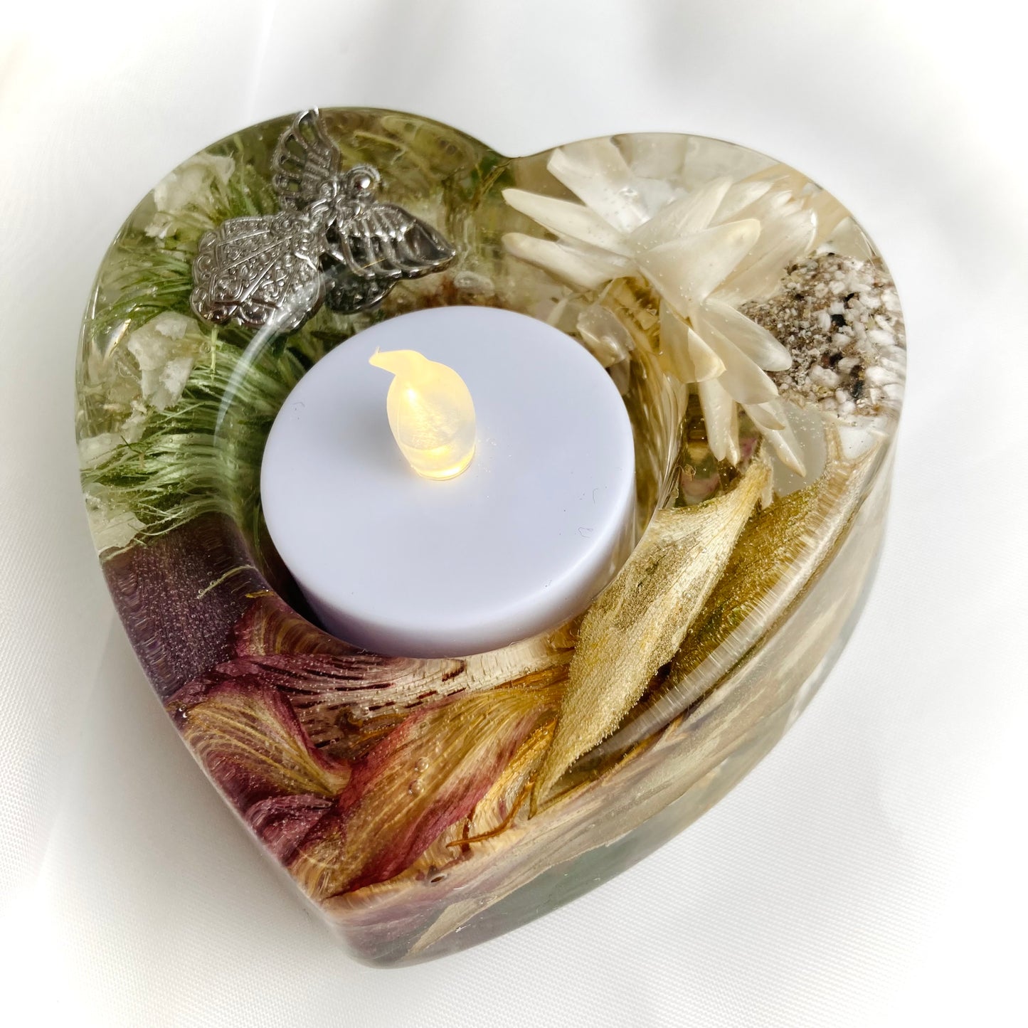 Flower Preservation heart shaped tealight holder