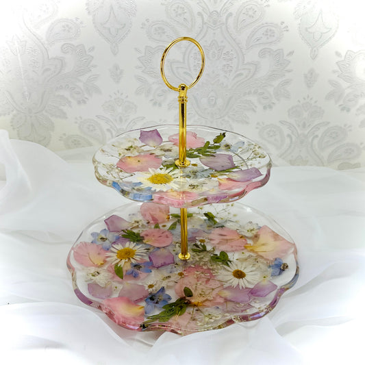 Flower Preservation 2 tier cake stand
