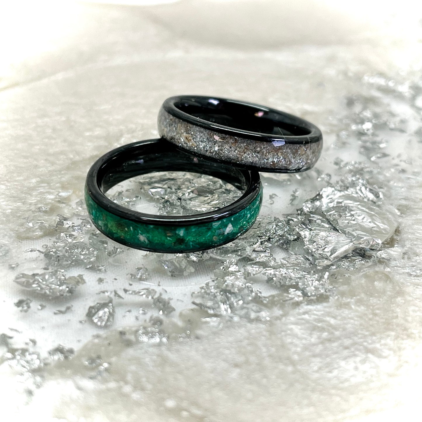 Black 6mm Cremation Ring with a 4mm channel