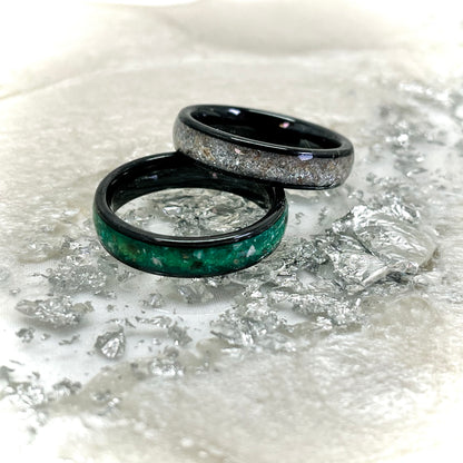 Black 6mm Cremation Ring with a 4mm channel