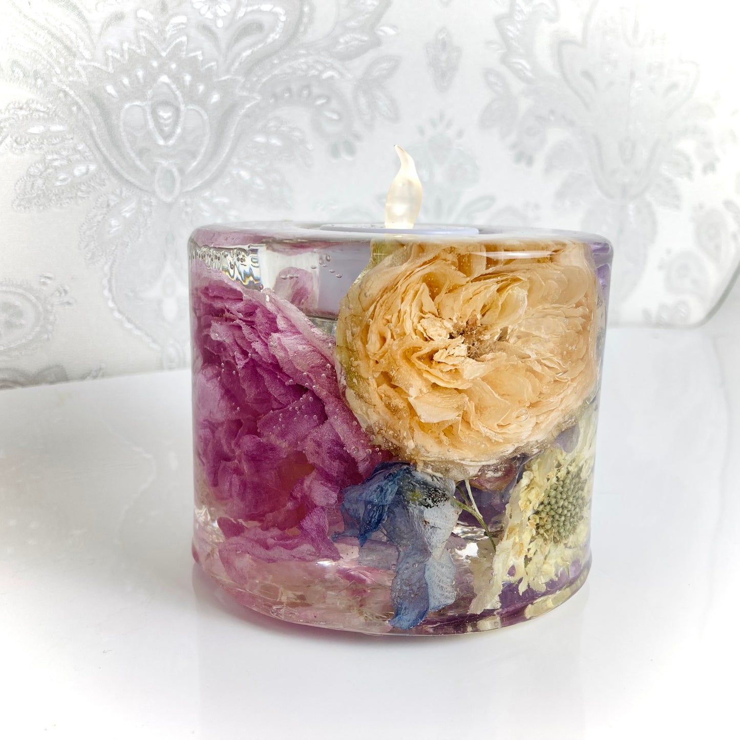 Flower Preservation cylinder tealight holder - large