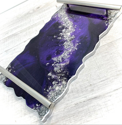 Coloured with gold/silver large decorative tray