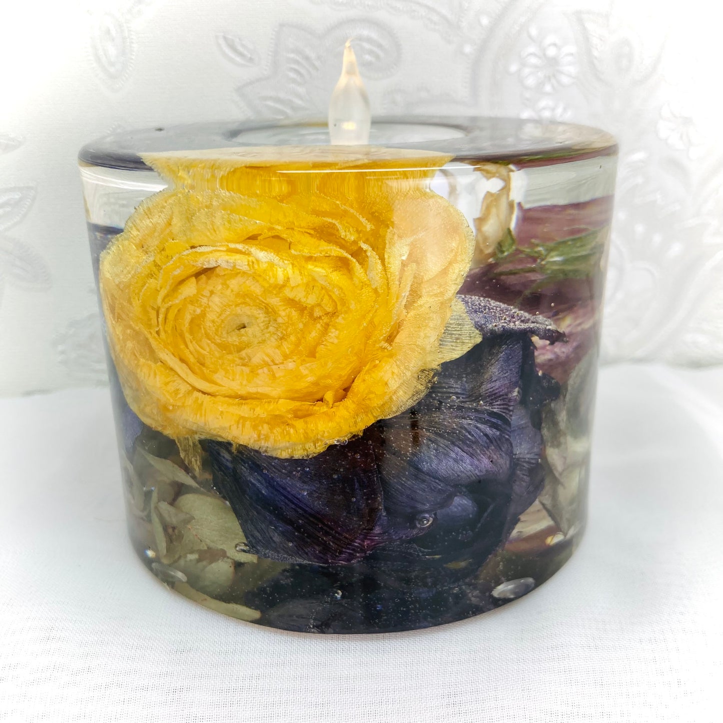 Flower Preservation cylinder tealight holder - large