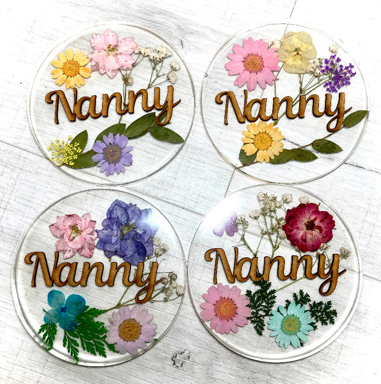 Grandparents Floral Personalised Coaster