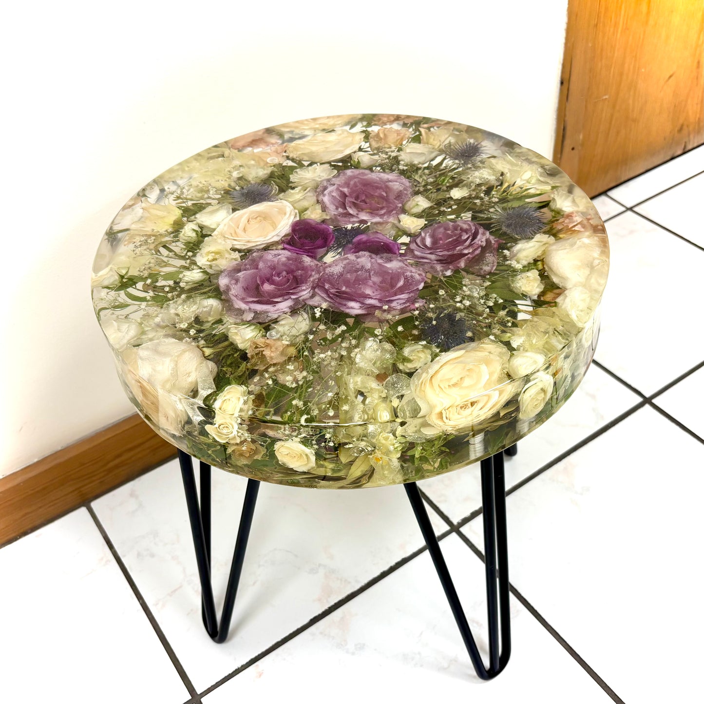 Flower Preservation 60cm side table - Free set of 2 coasters