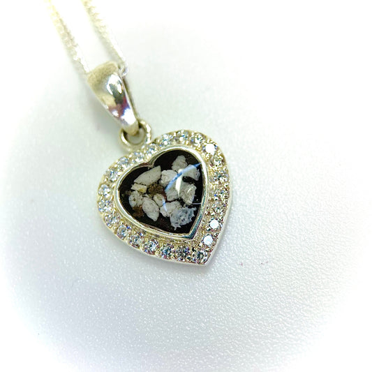 Heart with cubix zirconia 13 x 11mm Cremation Necklace