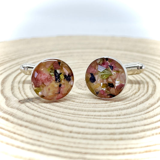 Flower Preservation Sterling Silver Cufflinks