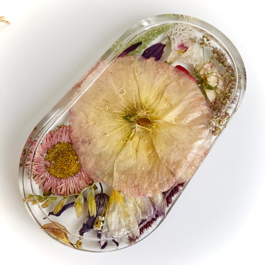 Flower Preservation oval jewellery dish