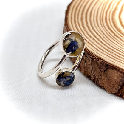Flower Preservation Sterling Silver Adjustable Ring