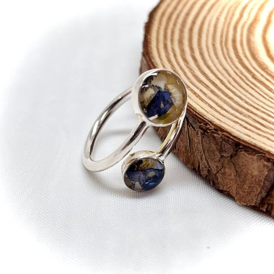 Flower Preservation Sterling Silver Adjustable Ring