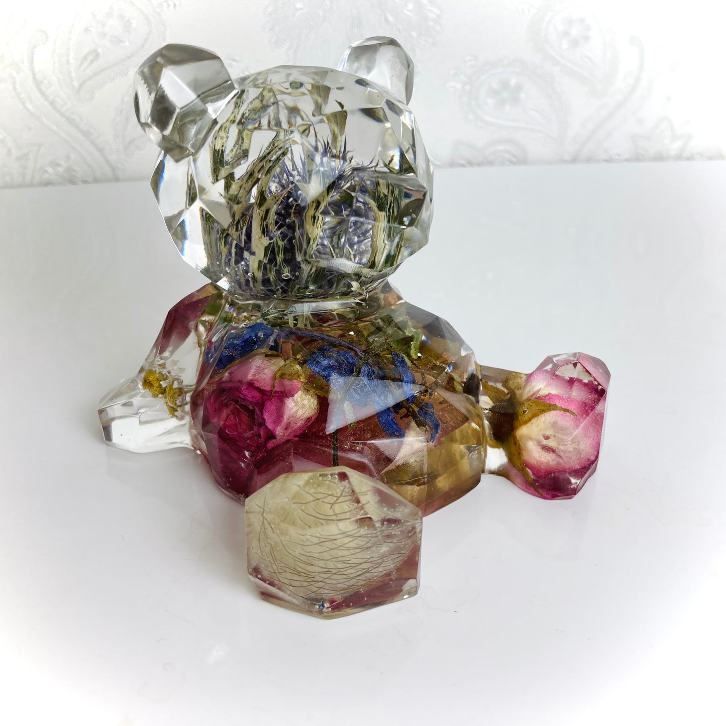 Flower Preservation faceted bear ornament