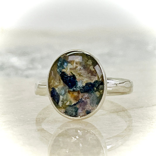 Flower Preservation 10x12mm ring Sterling Silver