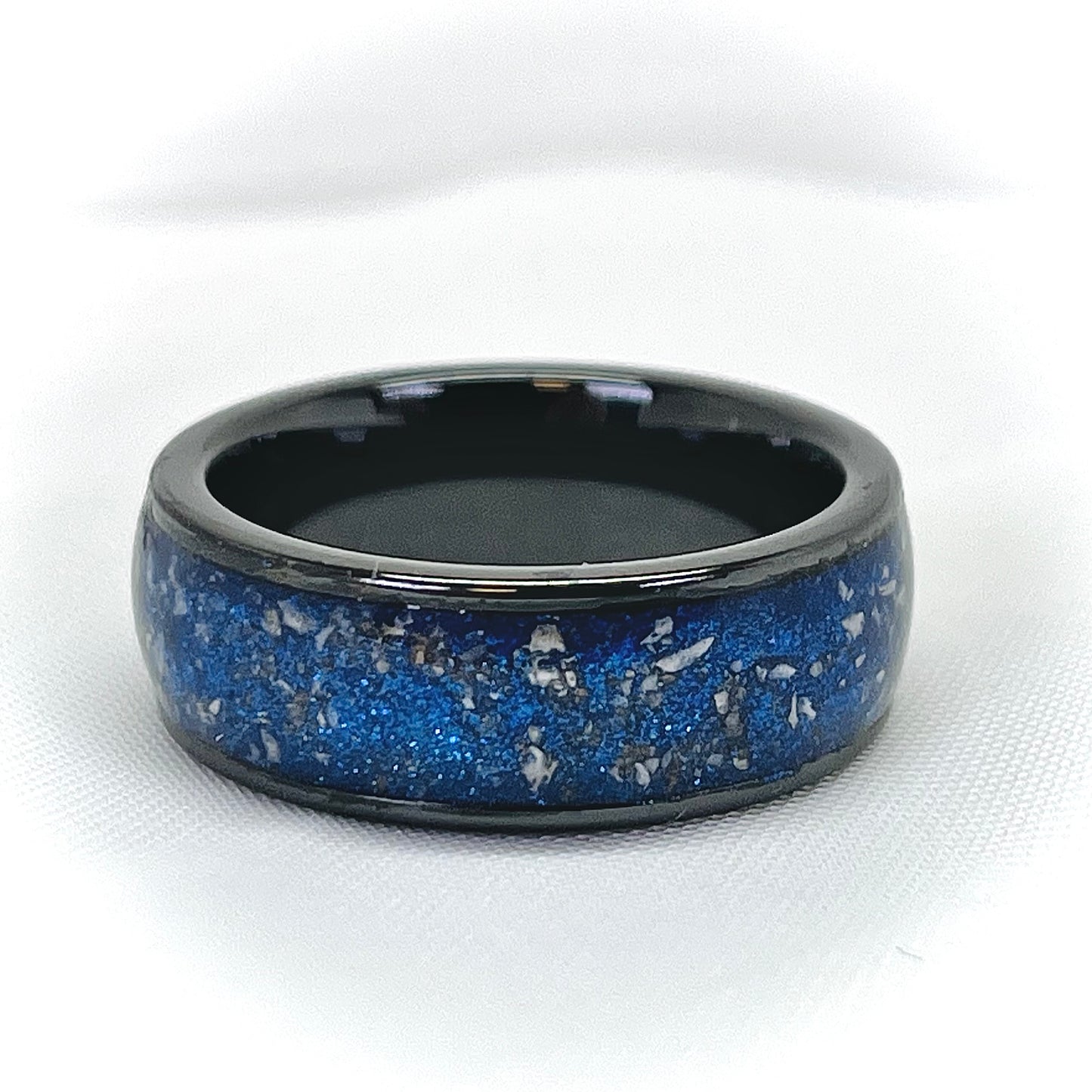 Black 8mm Cremation Ring with a 6mm channel