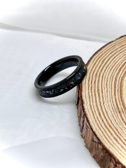 Black 6mm Cremation Ring with a 4mm channel