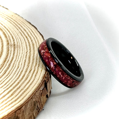 Black 6mm Cremation Ring with a 4mm channel