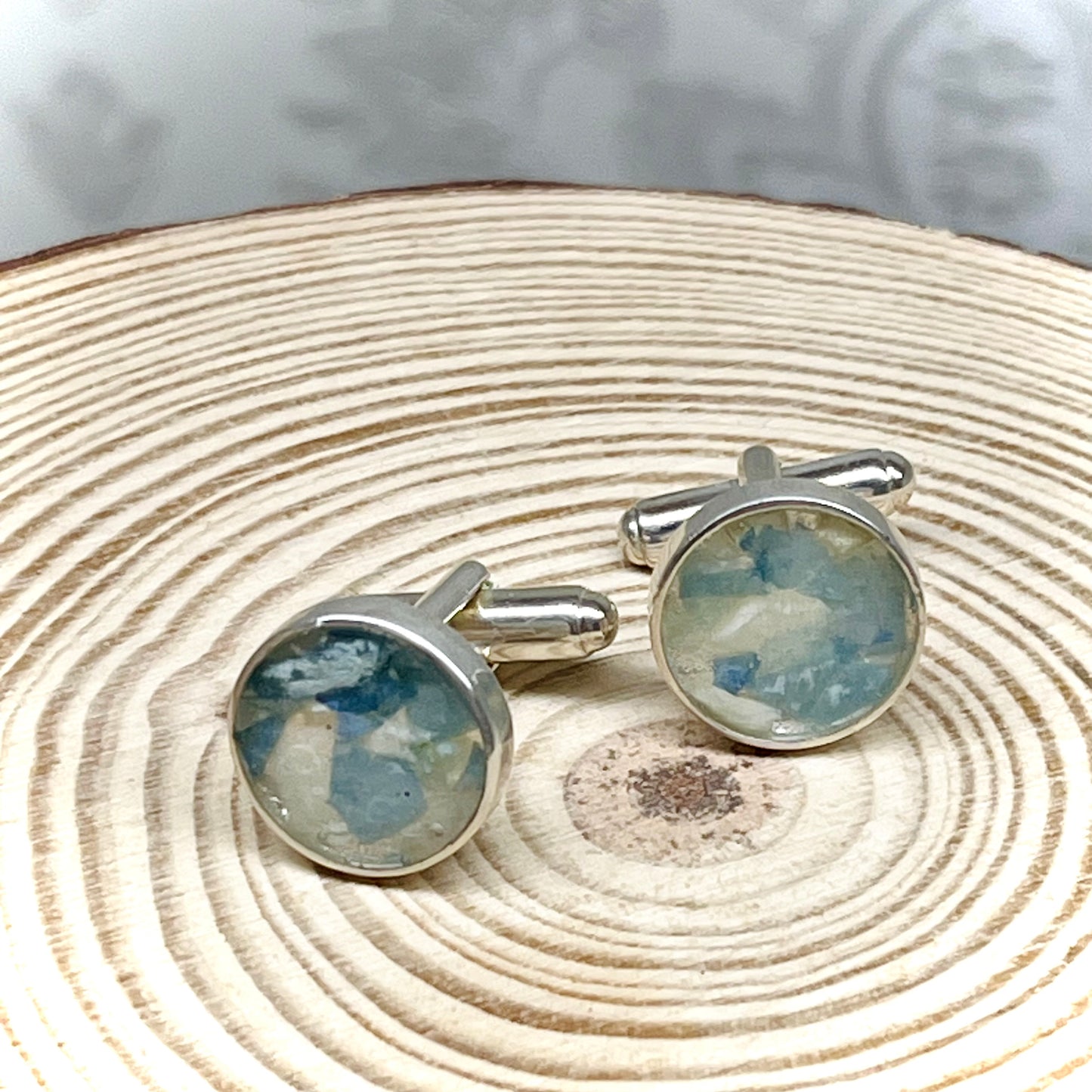 Flower Preservation Sterling Silver Cufflinks