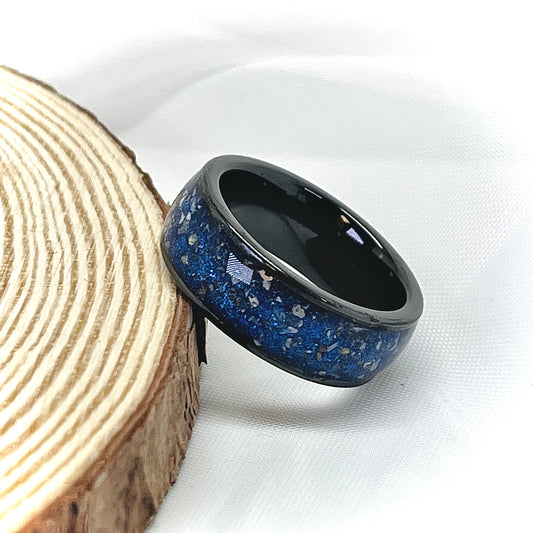 Black 8mm Cremation Ring with a 6mm channel