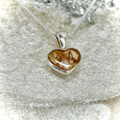 Flower Preservation heart necklace Sterling Silver