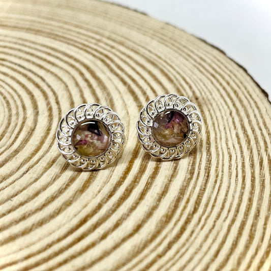 Flower Preservation filigree earrings Sterling Silver
