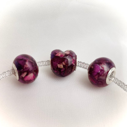 Flower Preservation heart shaped bead charm